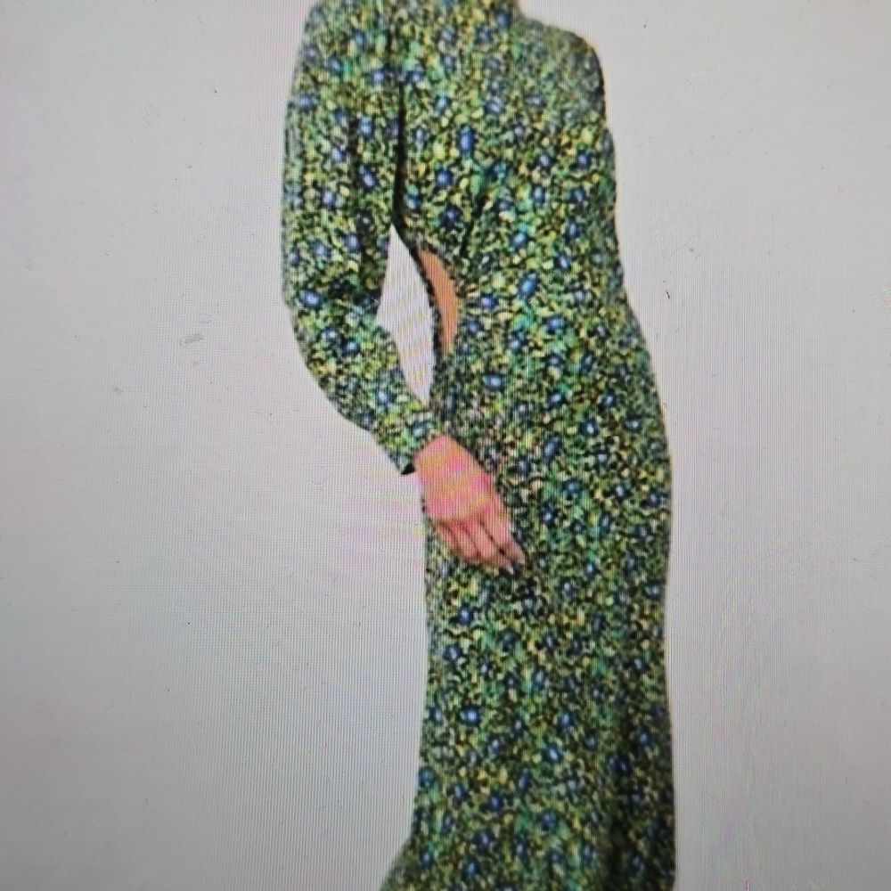 Rails Women's Carmel Dress Abstract Garden Blue Yellow Midi Size Medium Keyhole